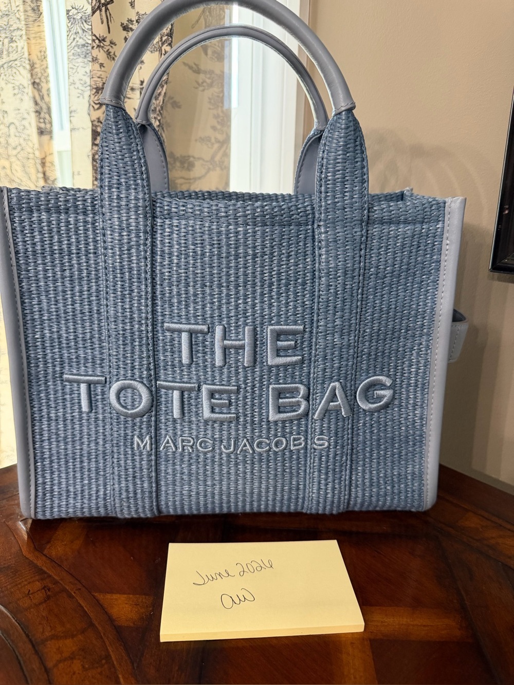 Marc Jacobs woven tote in blue. Medium